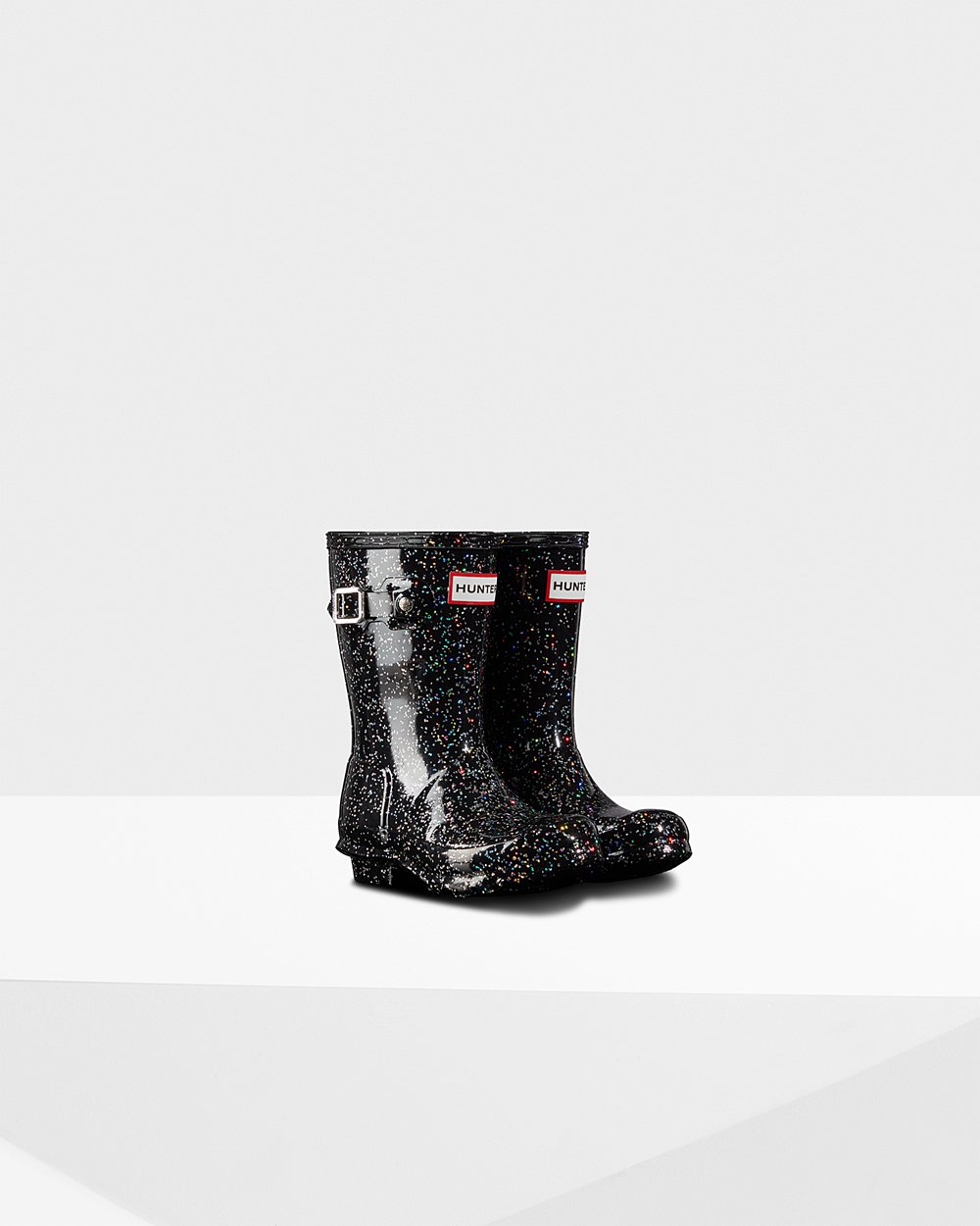 Kids Hunter Original Little Giant Glitter | Rain Boots Black | NZ-54936-ENHY